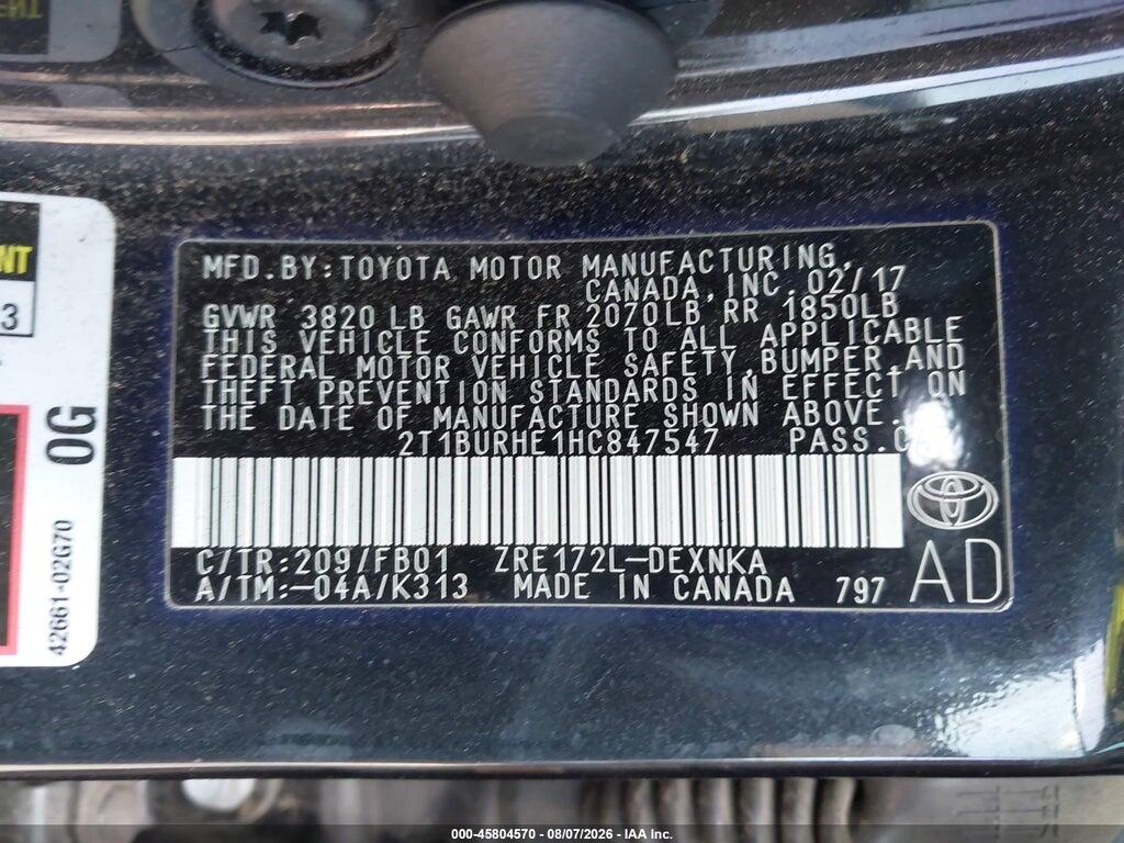 2T1BURHE1HC847547 2017 TOYOTA COROLLA photo no. 9