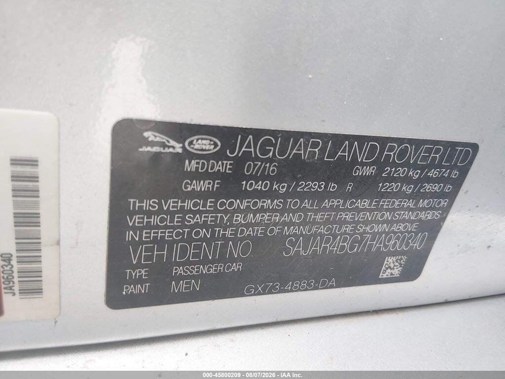 SAJAR4BG7HA960340 2017 JAGUAR XE photo no. 9