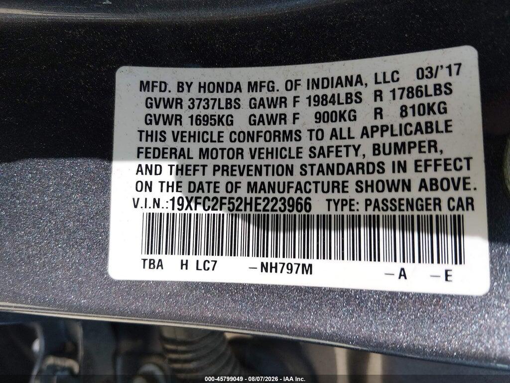 19XFC2F52HE223966 2017 HONDA CIVIC photo no. 9