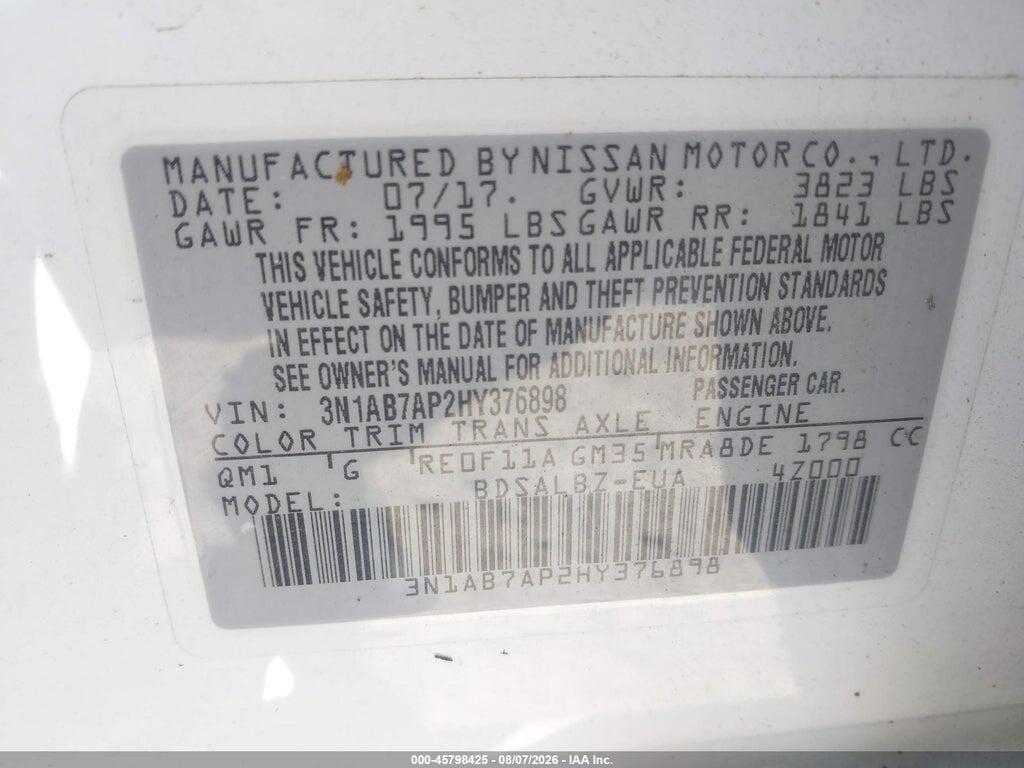 3N1AB7AP2HY376898 2017 NISSAN SENTRA photo no. 9