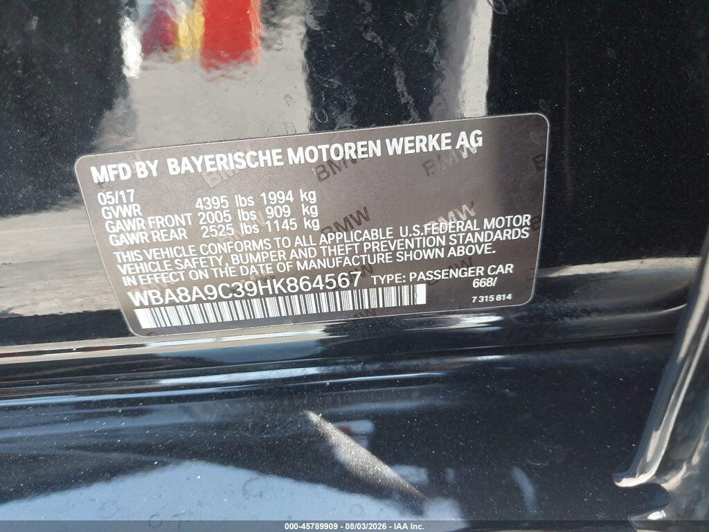 WBA8A9C39HK864567 2017 BMW 320I photo no. 9