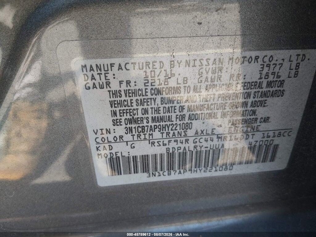 3N1CB7AP9HY221080 2017 NISSAN SENTRA photo no. 9