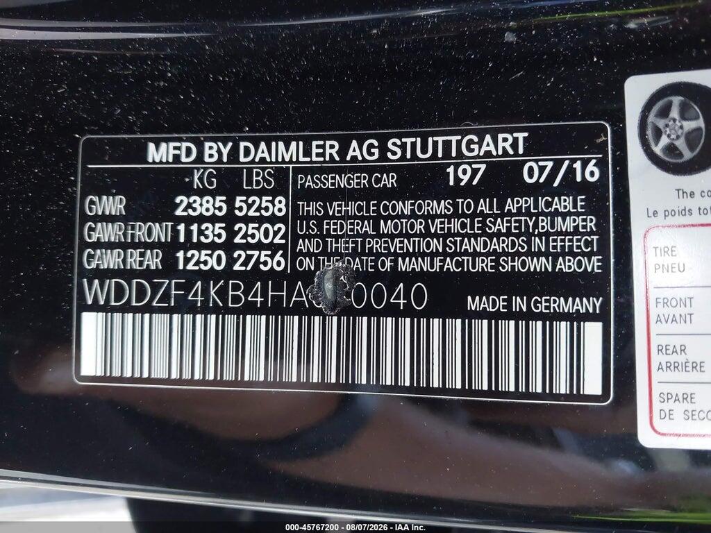 WDDZF4KB4HA080040 2017 MERCEDES-BENZ E 300 photo no. 9
