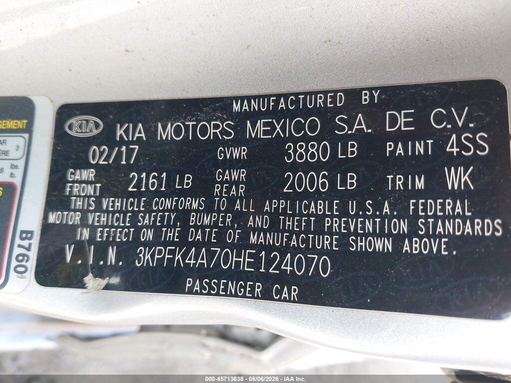 3KPFK4A70HE124070 2017 KIA FORTE photo no. 9
