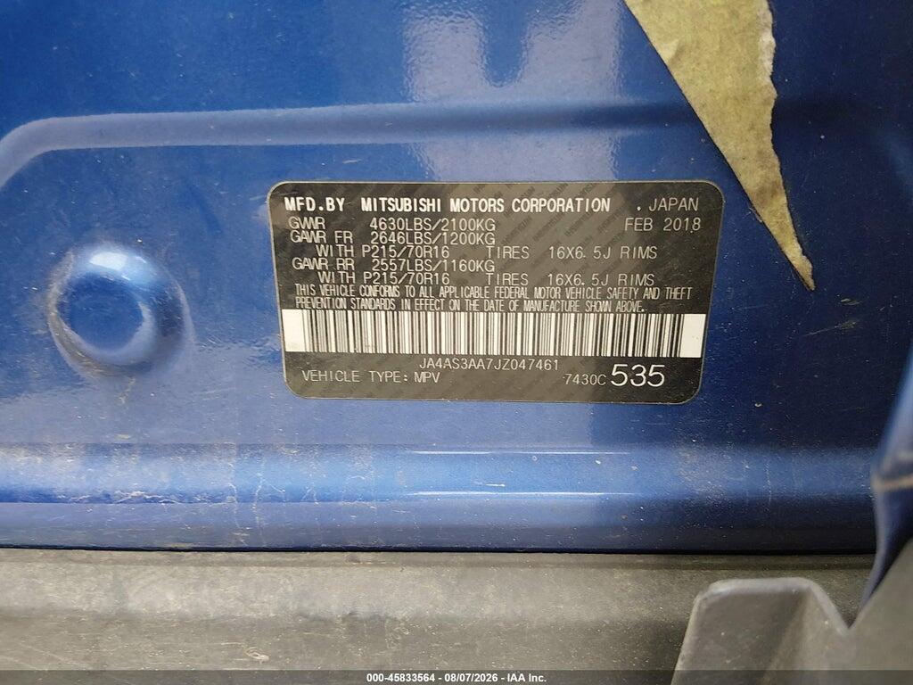 JA4AS3AA7JZ047461 2018 MITSUBISHI ECLIPSE CROSS photo no. 9