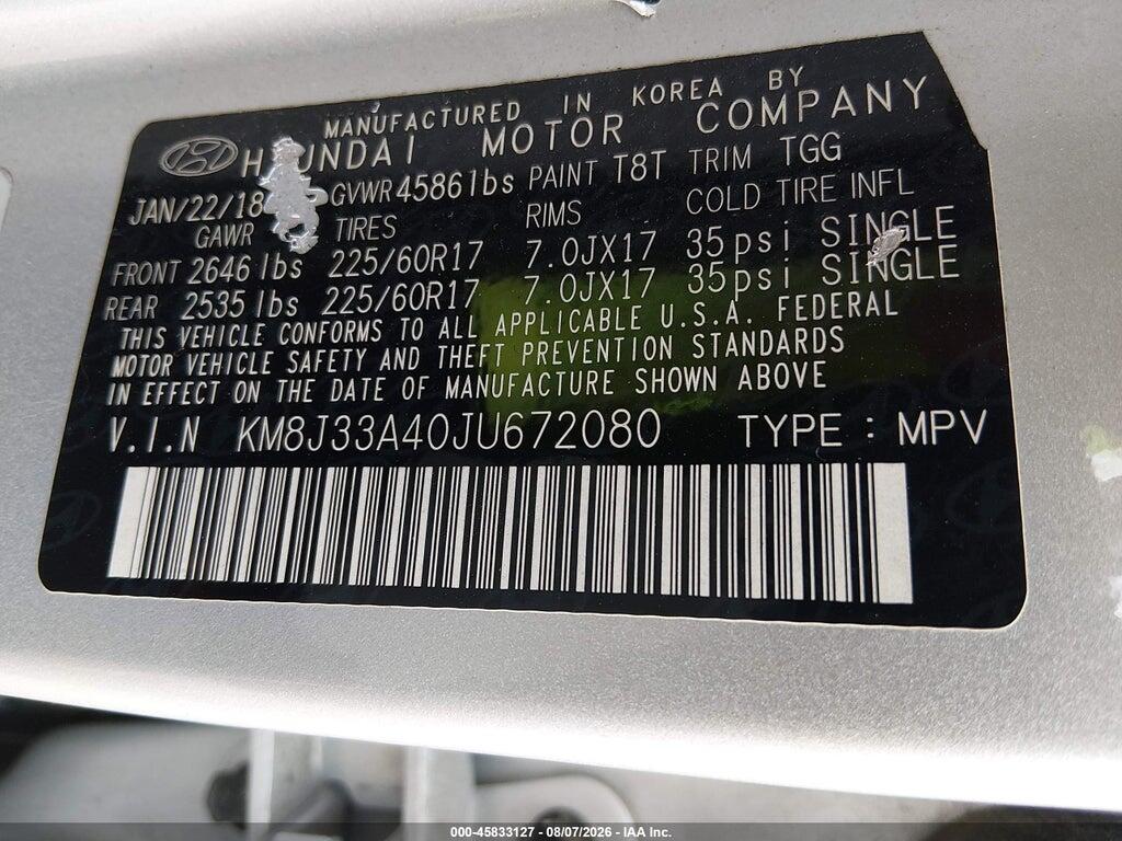 KM8J33A40JU672080 2018 HYUNDAI TUCSON photo no. 9