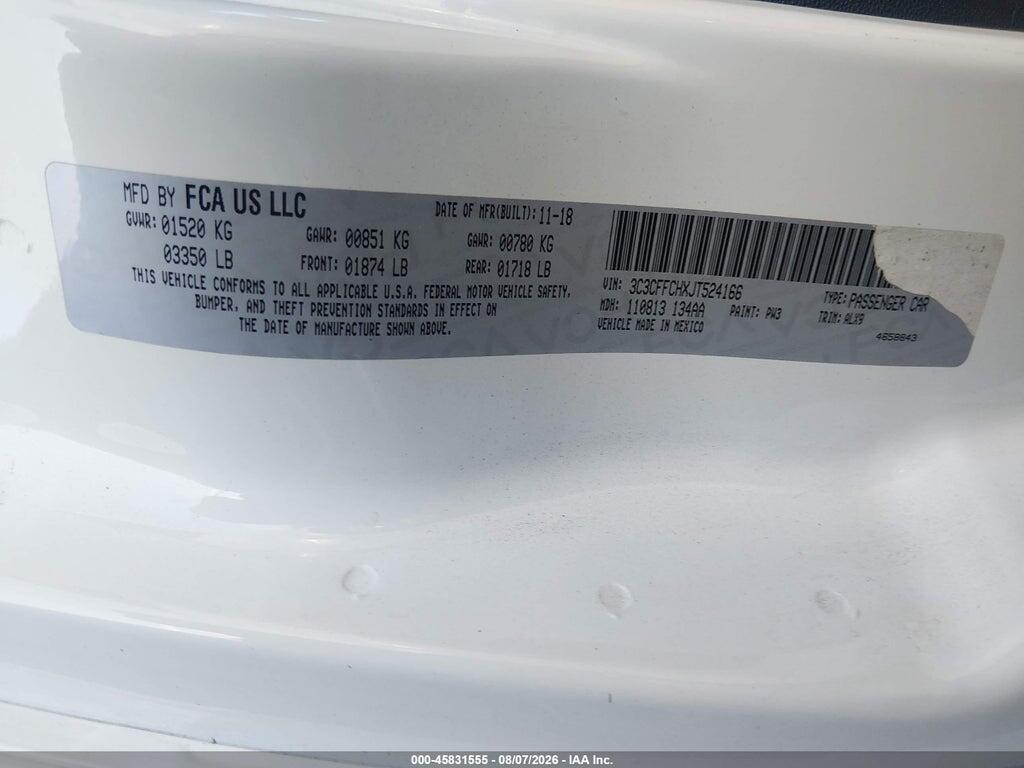 3C3CFFCHXJT524166 2018 FIAT 500 photo no. 9