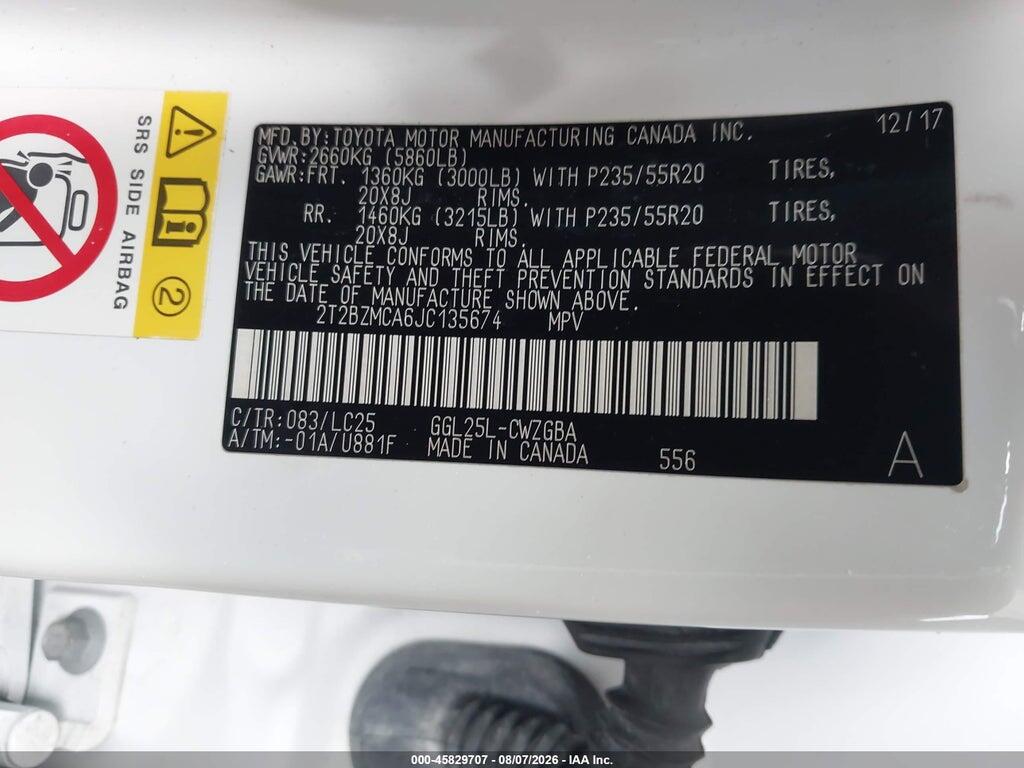 2T2BZMCA6JC135674 2018 LEXUS RX 350 photo no. 9