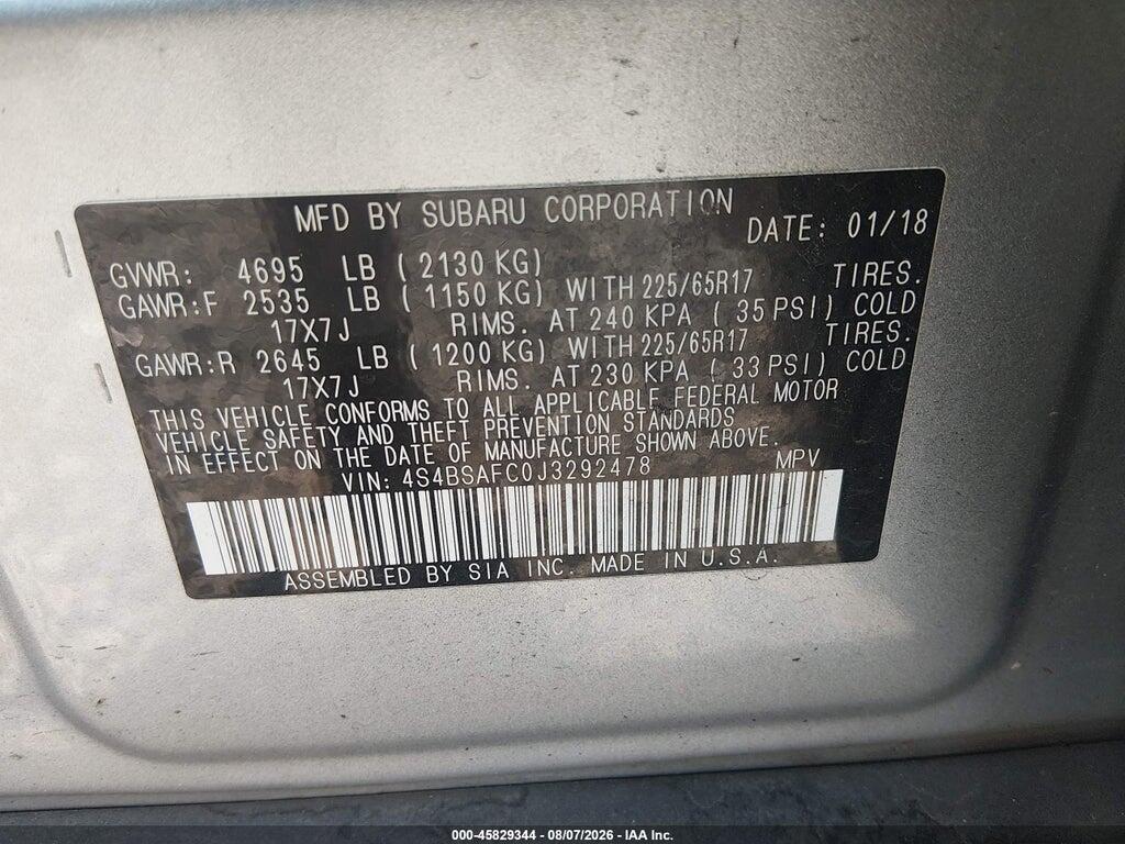 4S4BSAFC0J3292478 2018 SUBARU OUTBACK photo no. 9