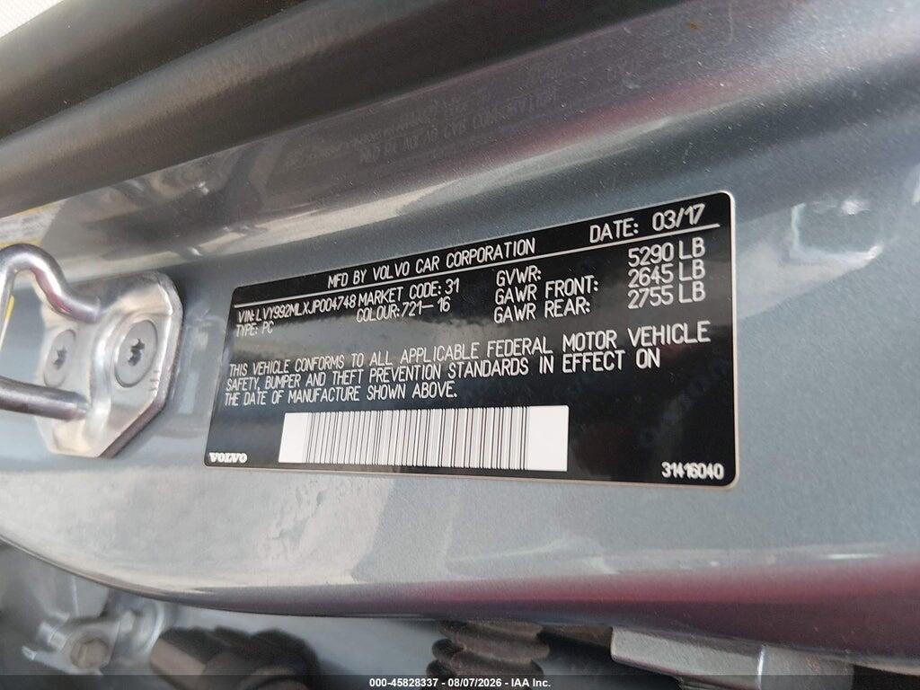 LVY992MLXJP004748 2018 VOLVO S90 photo no. 9