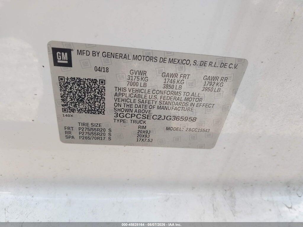 3GCPCSEC2JG365958 2018 CHEVROLET SILVERADO 1500 photo no. 9