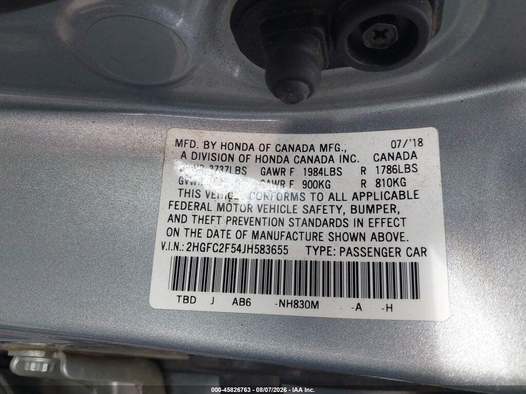 2HGFC2F54JH583655 2018 HONDA CIVIC photo no. 9