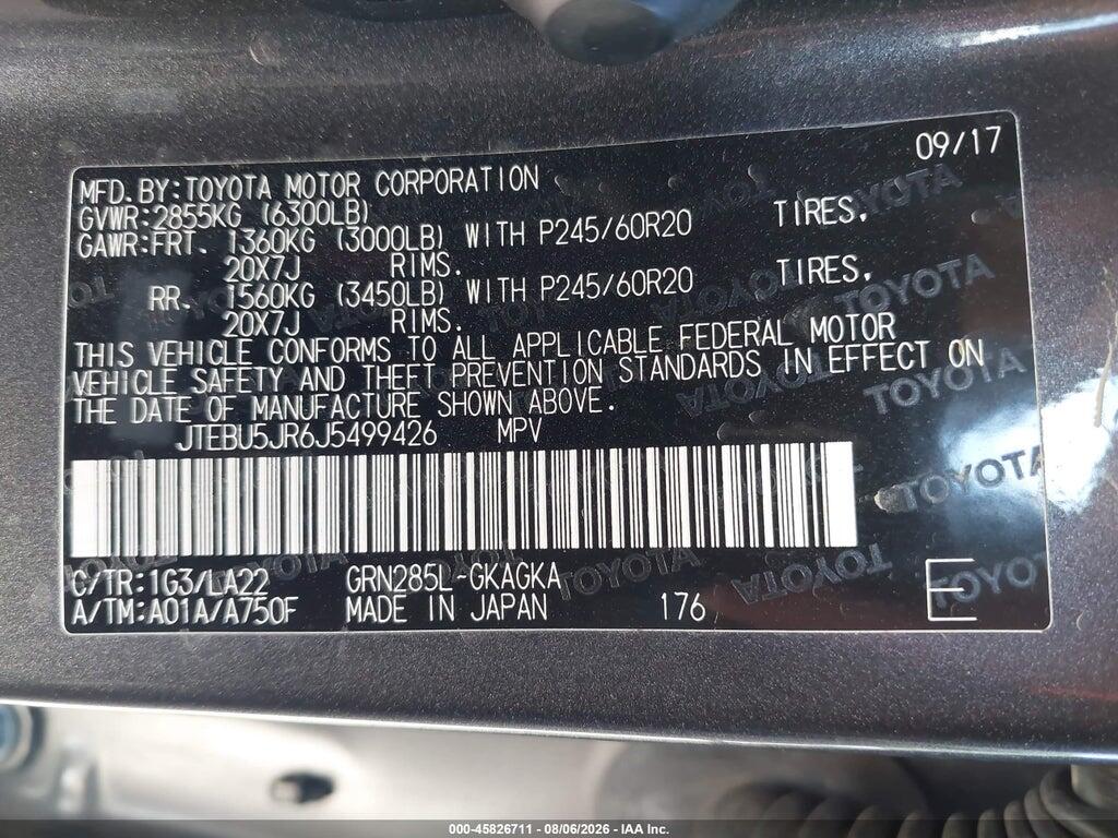 JTEBU5JR6J5499426 2018 TOYOTA 4RUNNER photo no. 9