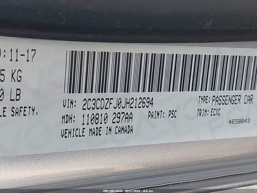 2C3CDZFJ0JH212694 2018 DODGE CHALLENGER photo no. 9