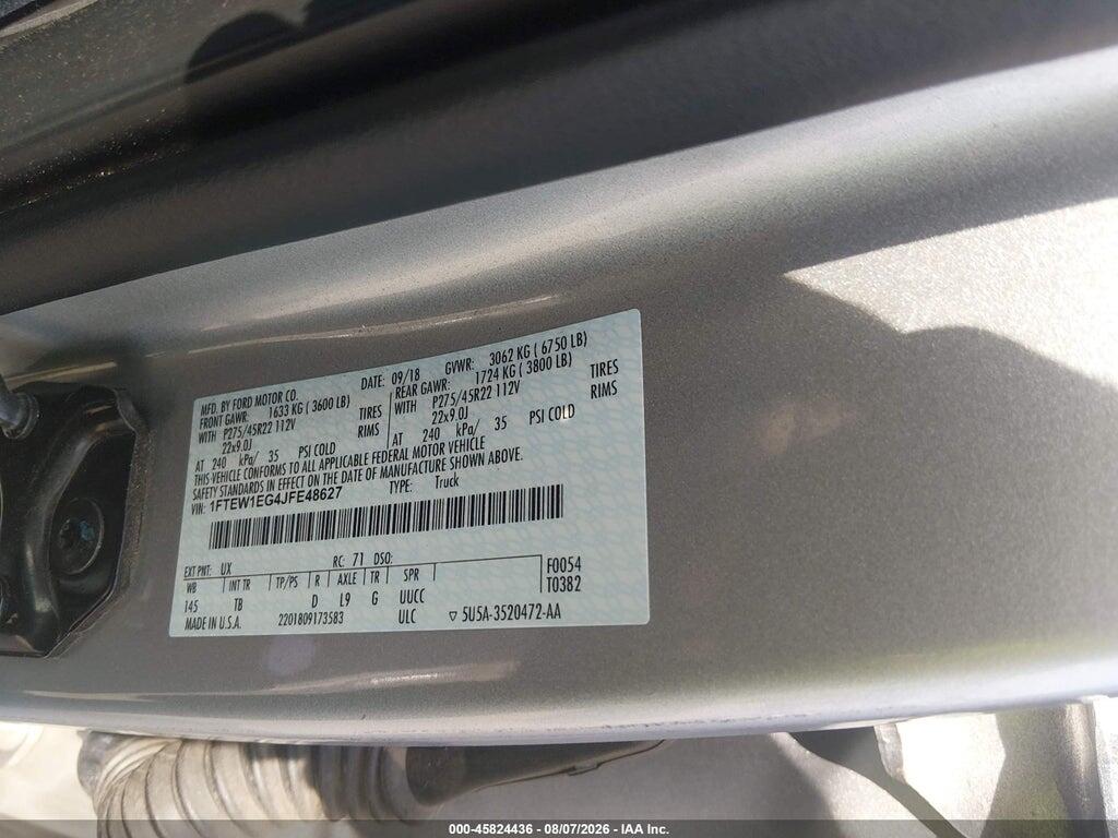 1FTEW1EG4JFE48627 2018 FORD F-150 photo no. 9