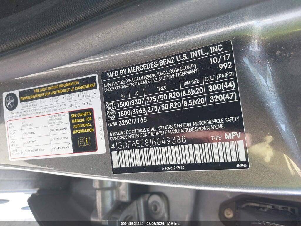 4JGDF6EE8JB049388 2018 MERCEDES-BENZ GLS 450 photo no. 9