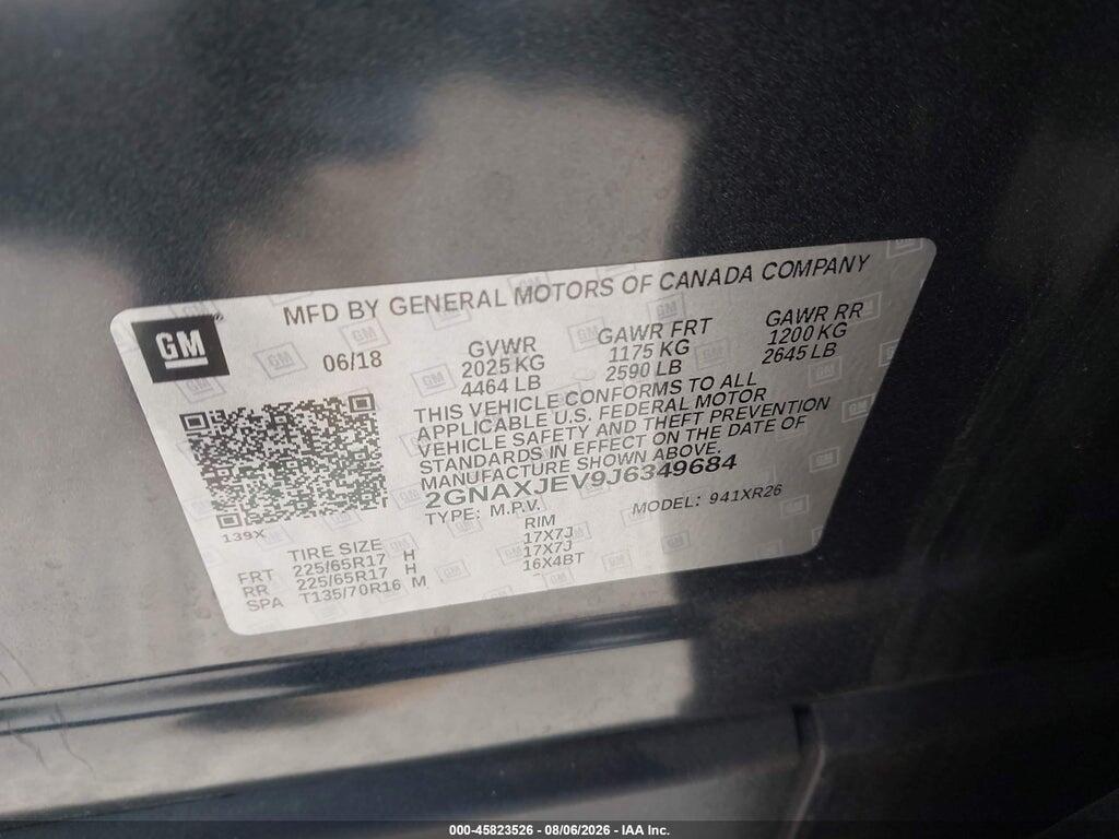 2GNAXJEV9J6349684 2018 CHEVROLET EQUINOX photo no. 9