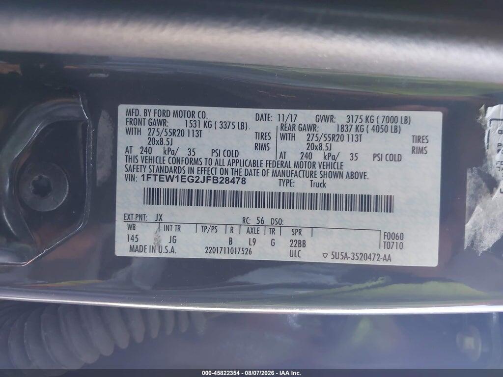 1FTEW1EG2JFB28478 2018 FORD F-150 photo no. 9