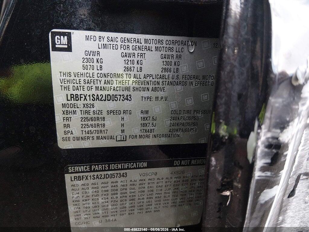 LRBFX1SA2JD057343 2018 BUICK ENVISION photo no. 9