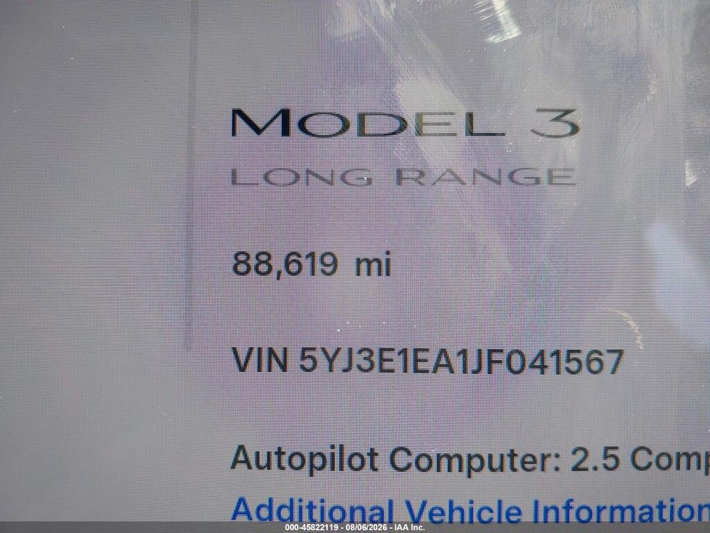 5YJ3E1EA1JF041567 2018 TESLA MODEL 3 photo no. 7