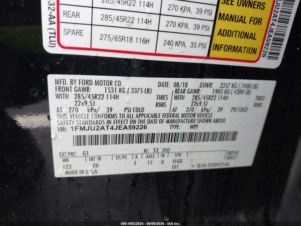 1FMJU2AT4JEA59226 2018 FORD EXPEDITION photo no. 9