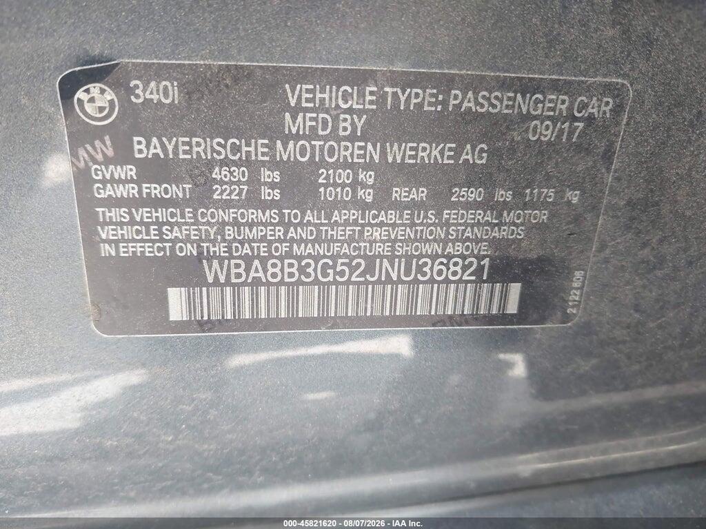 WBA8B3G52JNU36821 2018 BMW 340I photo no. 9