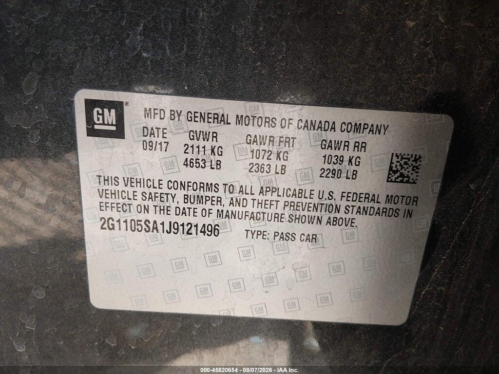 2G1105SA1J9121496 2018 CHEVROLET IMPALA photo no. 9