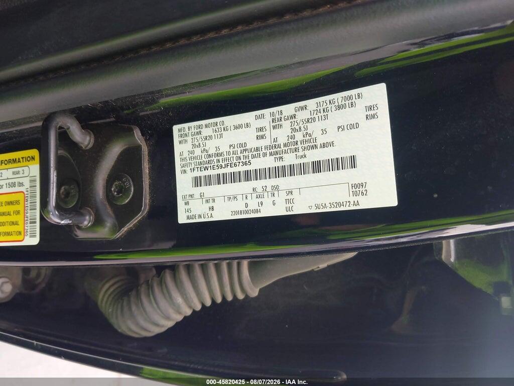 1FTEW1E59JFE67365 2018 FORD F-150 photo no. 9