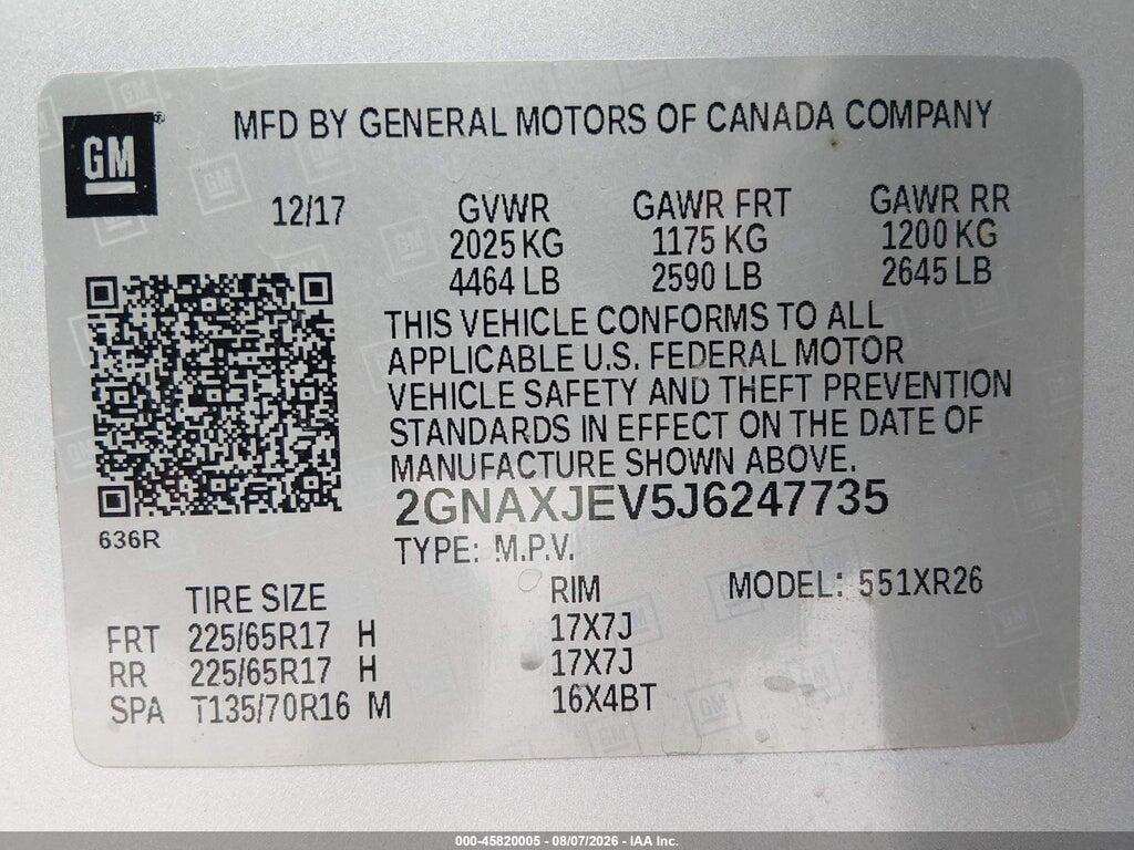 2GNAXJEV5J6247735 2018 CHEVROLET EQUINOX photo no. 9