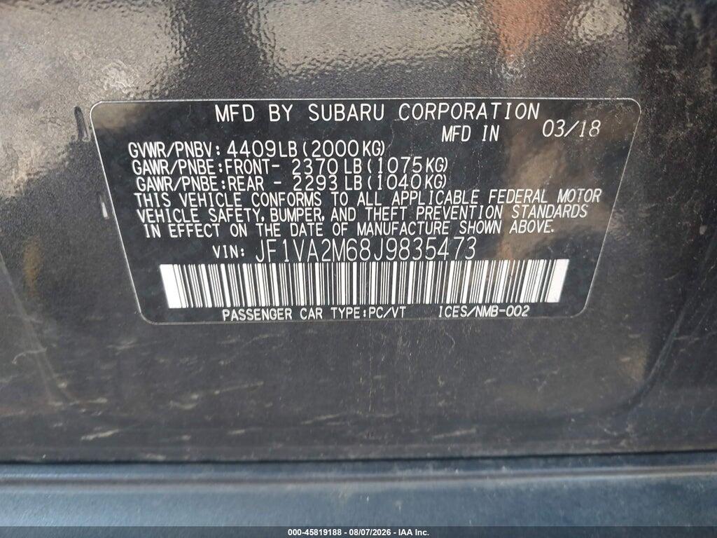 JF1VA2M68J9835473 2018 SUBARU WRX STI photo no. 9