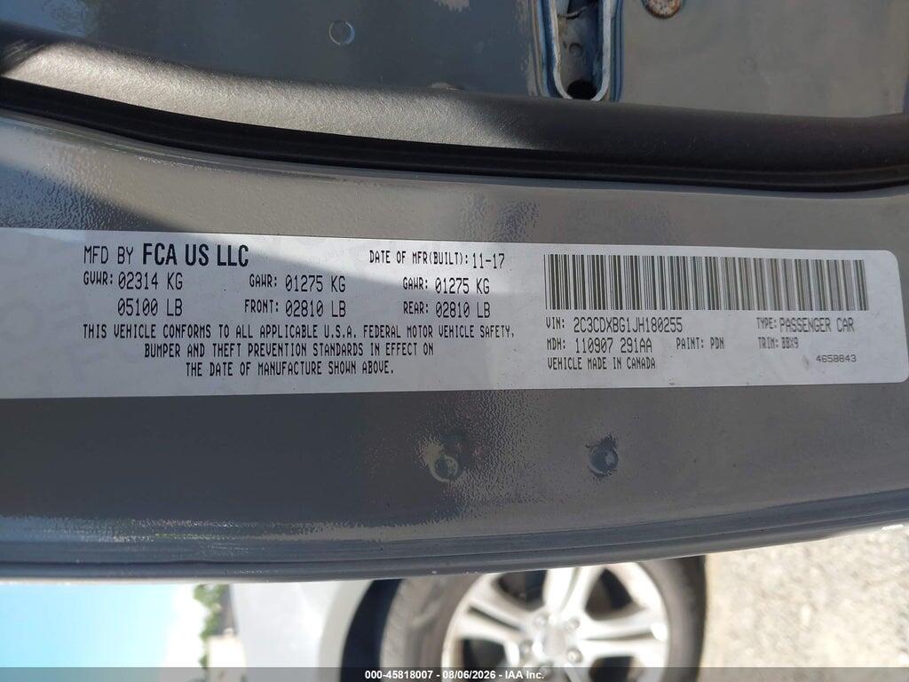 2C3CDXBG1JH180255 2018 DODGE CHARGER photo no. 9