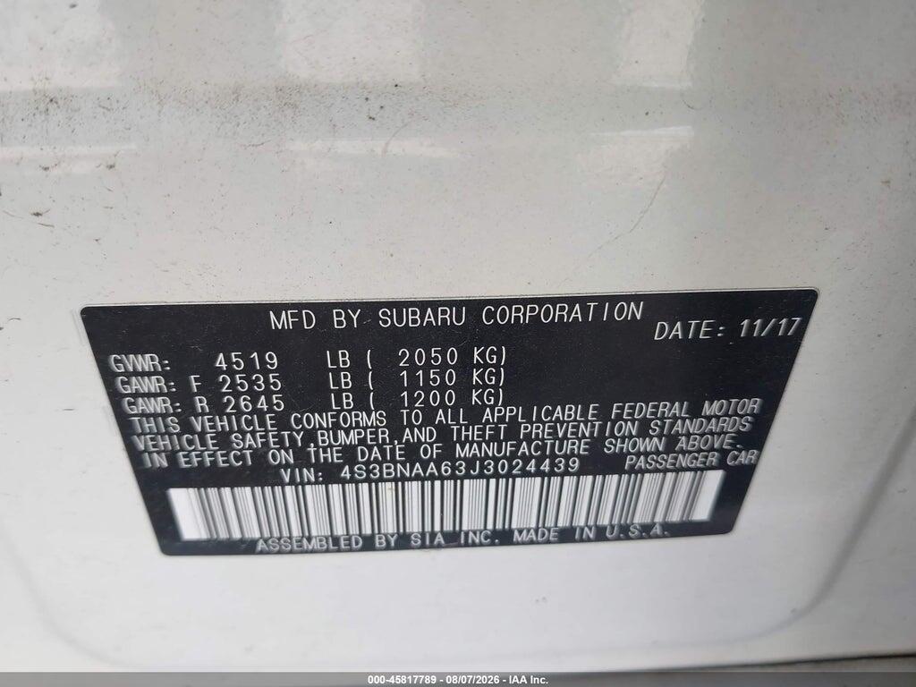 4S3BNAA63J3024439 2018 SUBARU LEGACY photo no. 9
