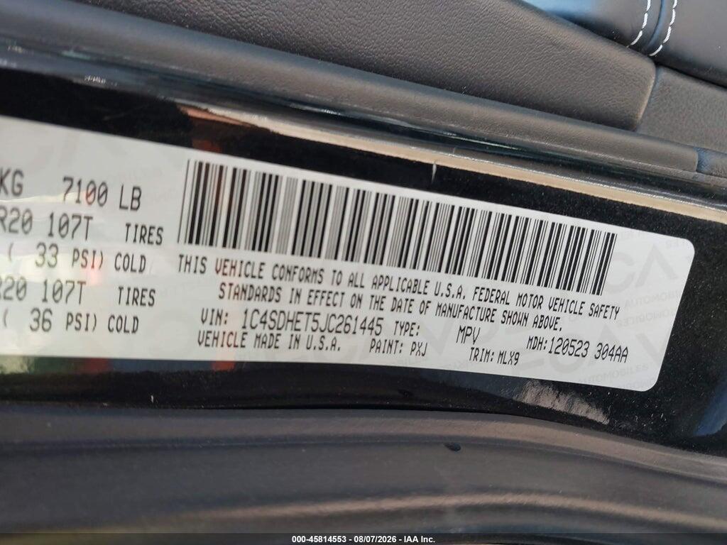 1C4SDHET5JC261445 2018 DODGE DURANGO photo no. 9