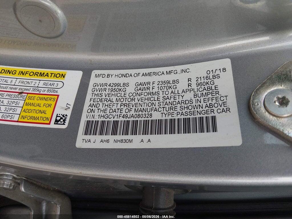 1HGCV1F49JA080328 2018 HONDA ACCORD photo no. 9