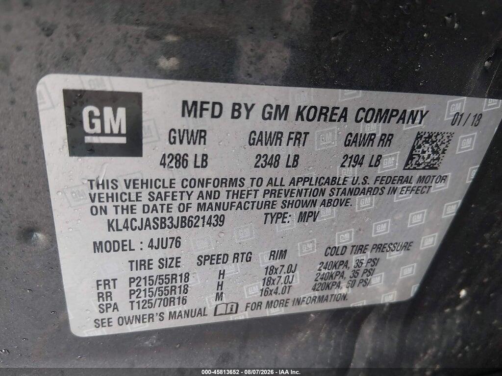 KL4CJASB3JB621439 2018 BUICK ENCORE photo no. 9