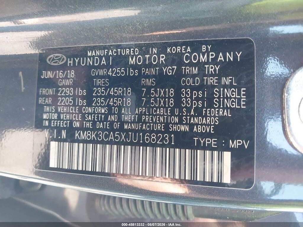 KM8K3CA5XJU168231 2018 HYUNDAI KONA photo no. 9