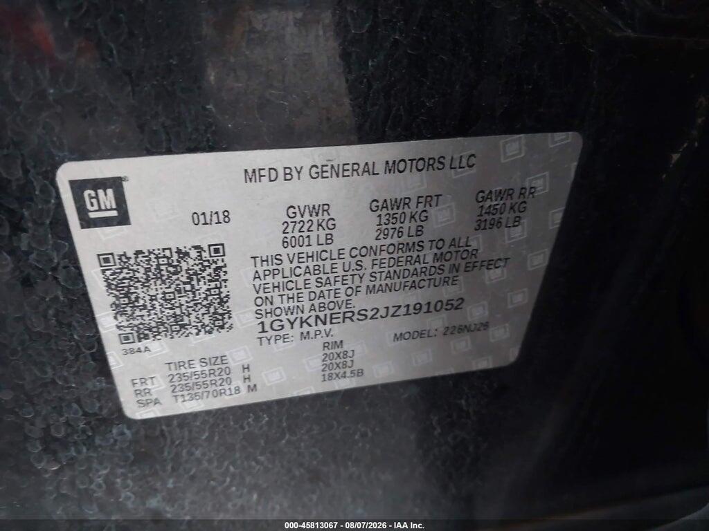 1GYKNERS2JZ191052 2018 CADILLAC XT5 photo no. 9