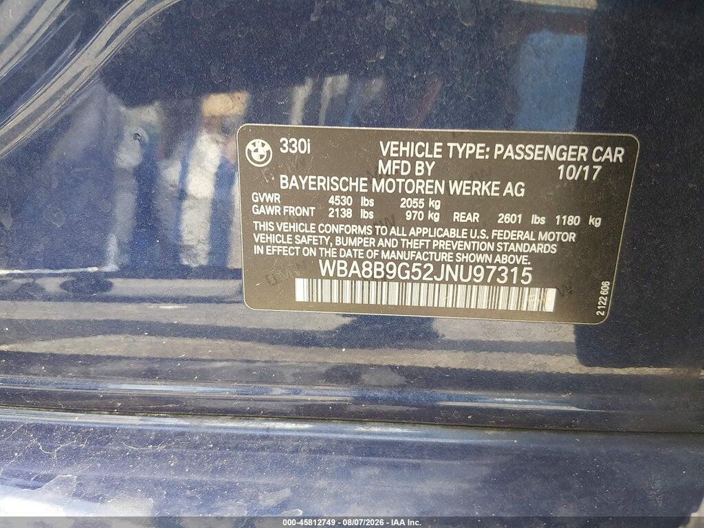 WBA8B9G52JNU97315 2018 BMW 330I photo no. 9