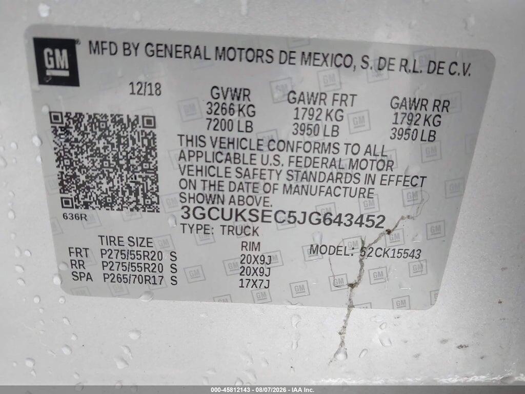 3GCUKSEC5JG643452 2018 CHEVROLET SILVERADO 1500 photo no. 9