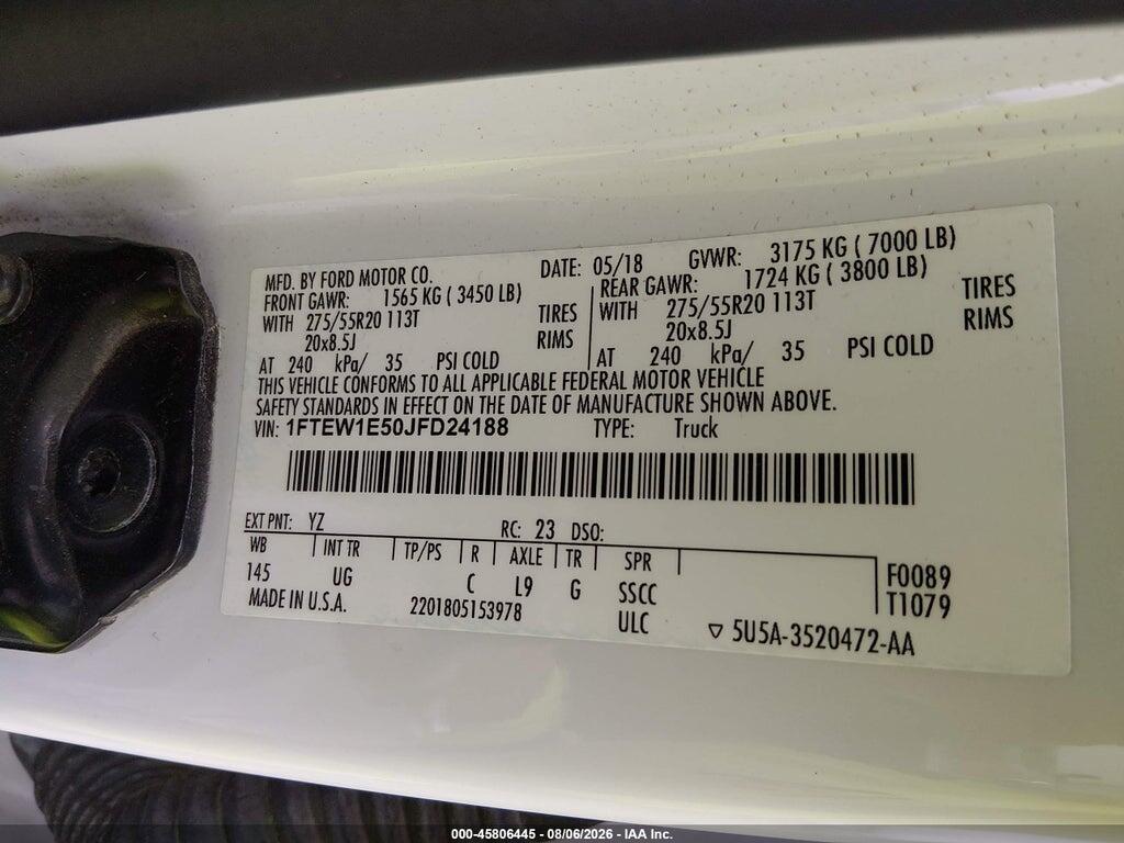 1FTEW1E50JFD24188 2018 FORD F-150 photo no. 9