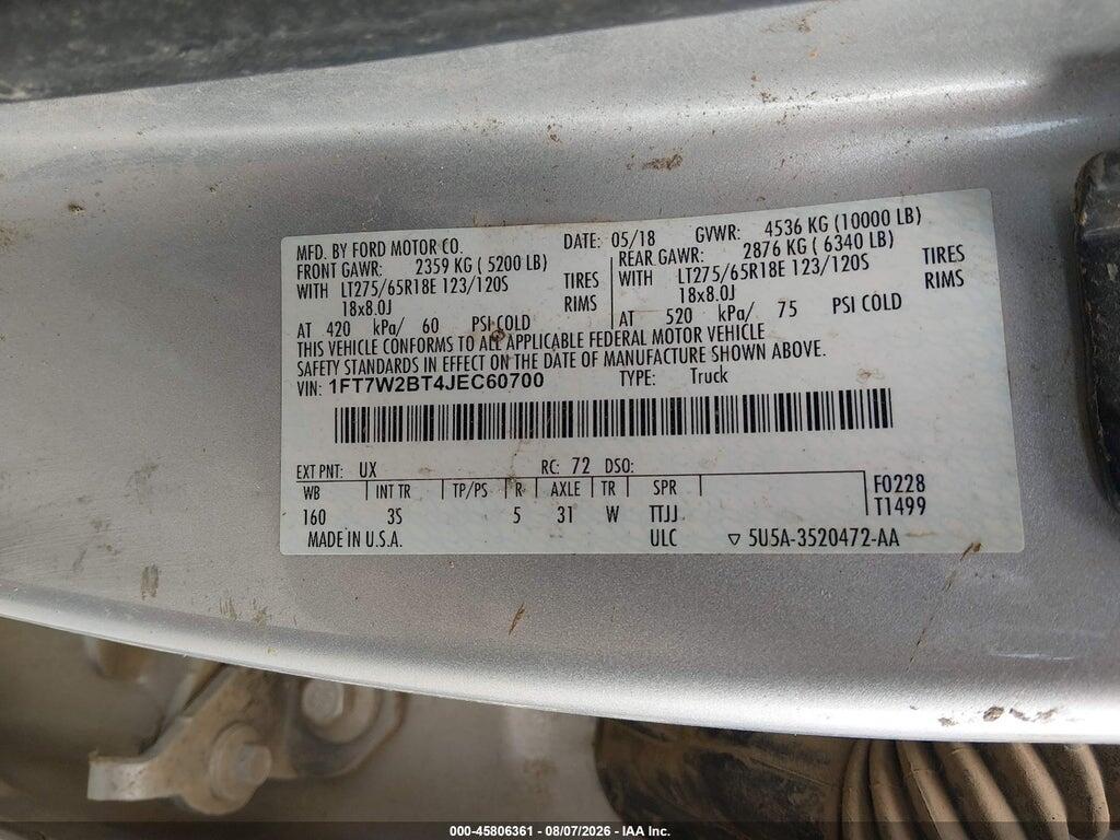 1FT7W2BT4JEC60700 2018 FORD F-250 photo no. 9