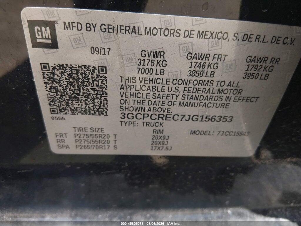 3GCPCREC7JG156353 2018 CHEVROLET SILVERADO 1500 photo no. 9