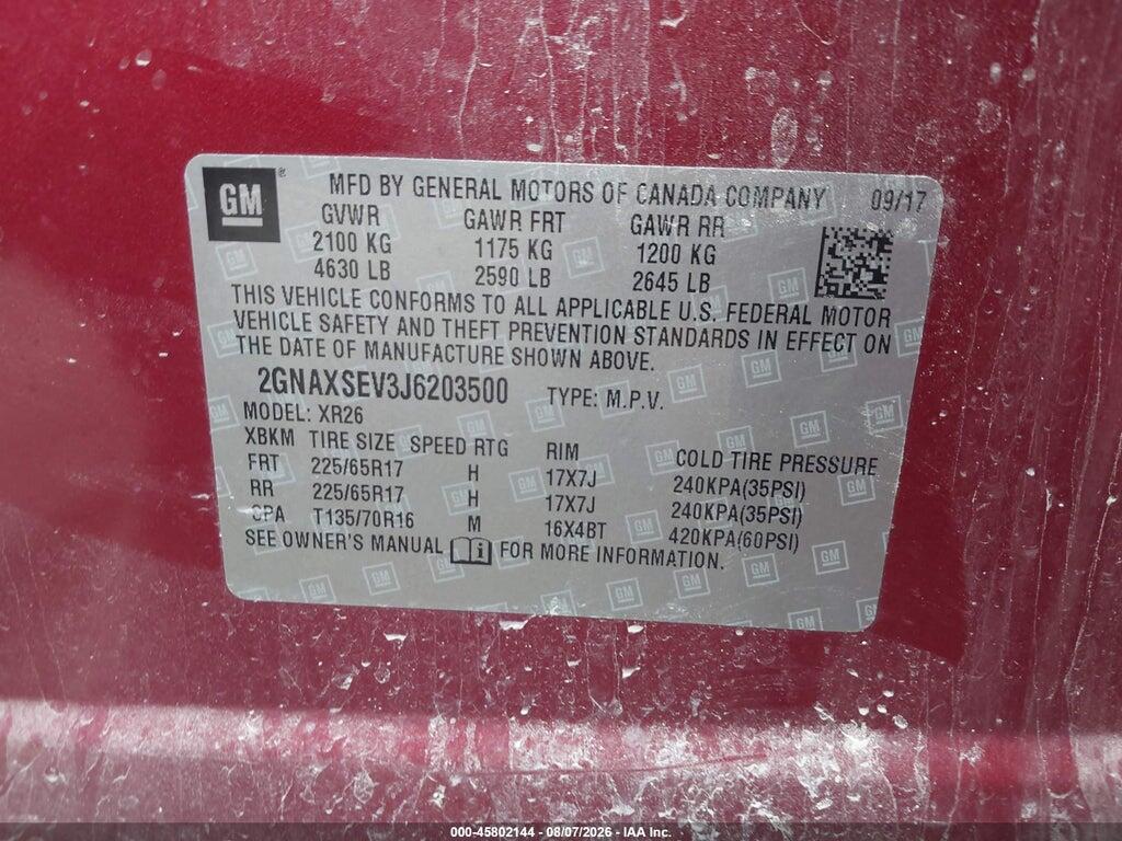 2GNAXSEV3J6203500 2018 CHEVROLET EQUINOX photo no. 9