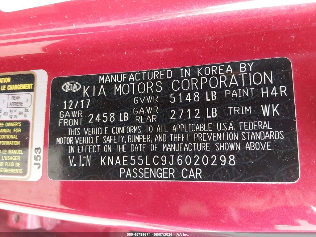 KNAE55LC9J6020298 2018 KIA STINGER photo no. 9