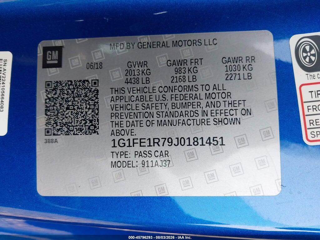 1G1FE1R79J0181451 2018 CHEVROLET CAMARO photo no. 9