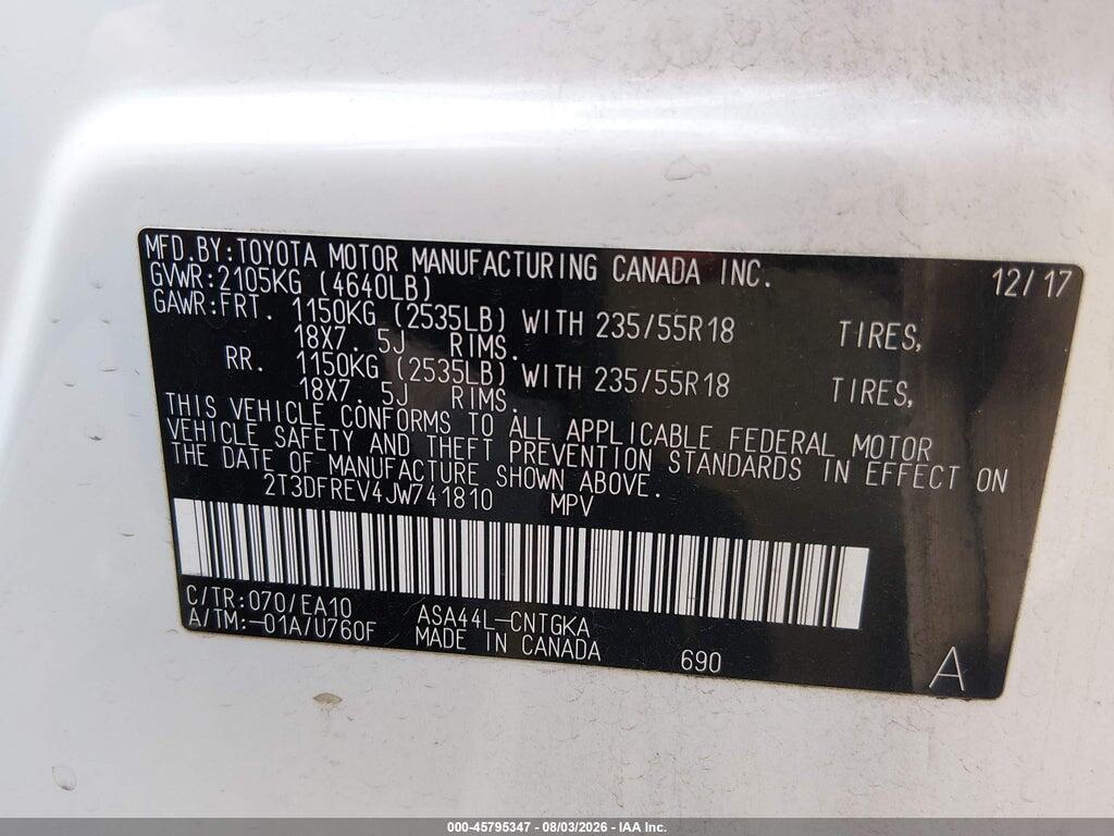 2T3DFREV4JW741810 2018 TOYOTA RAV4 photo no. 9