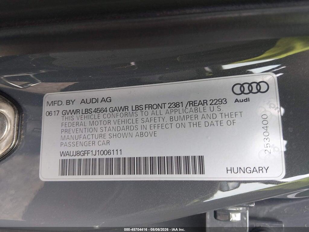 WAUJ8GFF1J1006111 2018 AUDI A3 photo no. 9