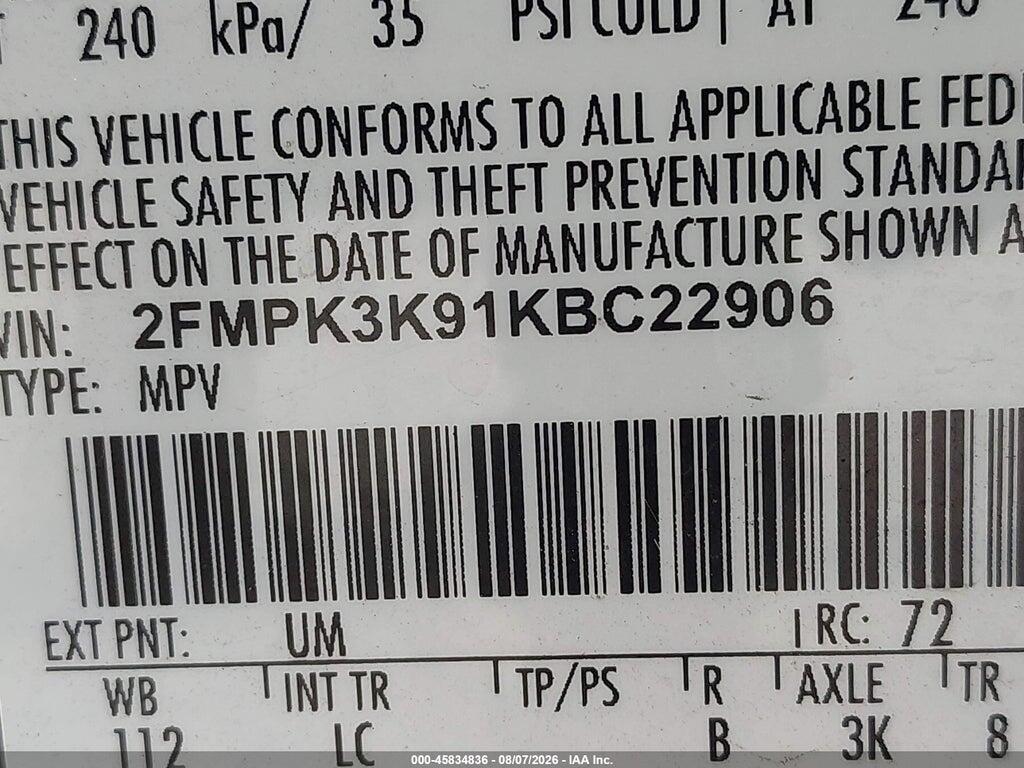 2FMPK3K91KBC22906 2019 FORD EDGE photo no. 9