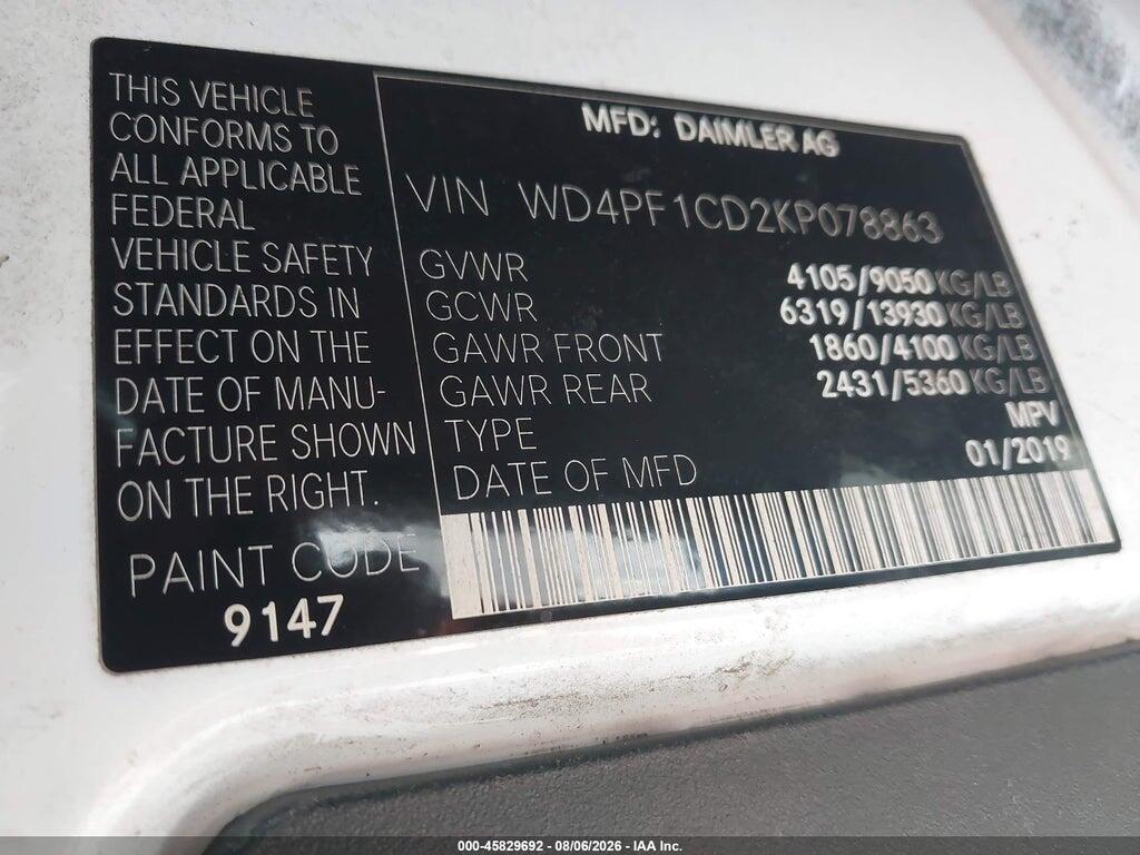 WD4PF1CD2KP078863 2019 MERCEDES-BENZ SPRINTER 2500 photo no. 9