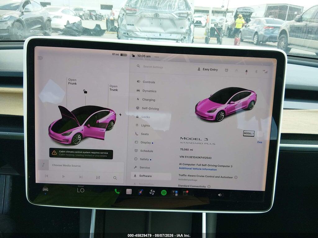 5YJ3E1EA0KF412543 2019 TESLA MODEL 3 photo no. 7